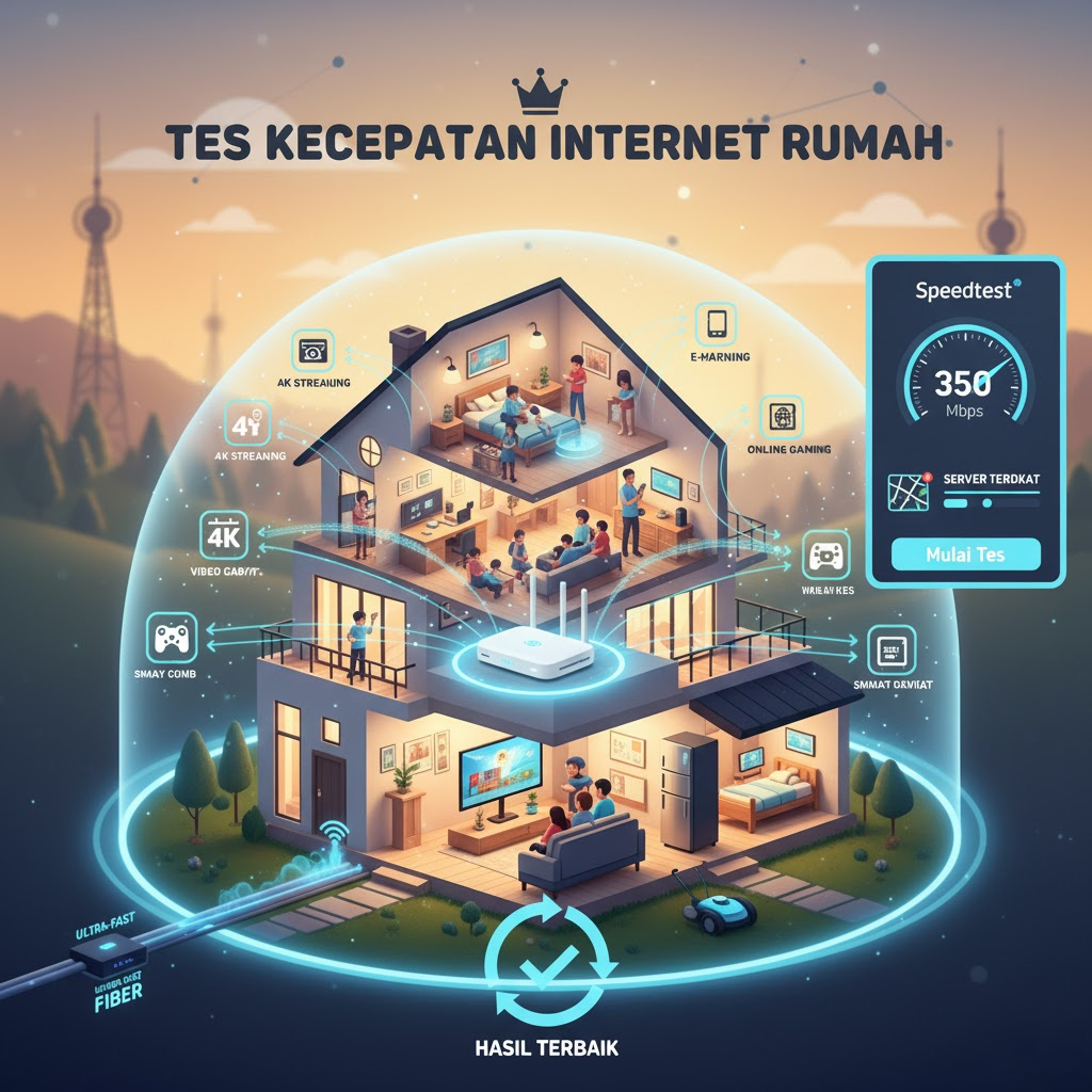 Tes kecepatan internet rumah dengan speedtest